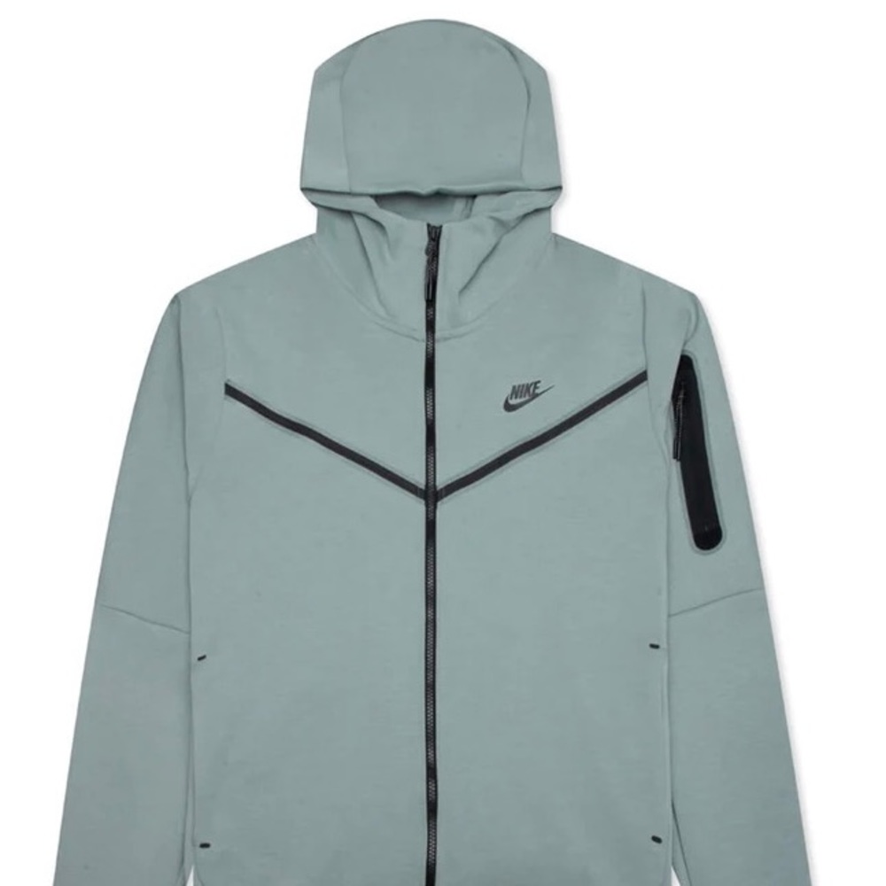 NIKE SPORTSWEAR TECH FLEECE FULL ZIP UP HOODIE - MICA GREEN/BLACK